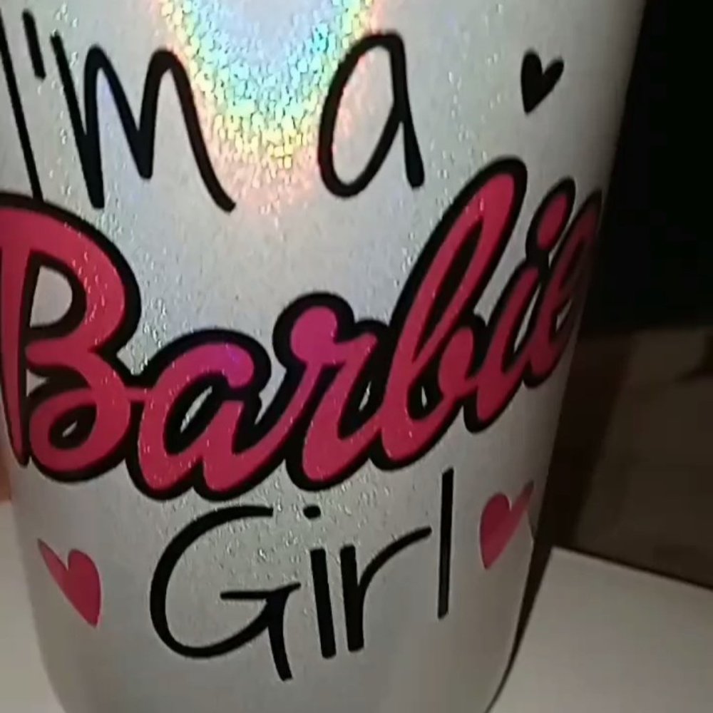Barbie girl tumbler with straw bran new!